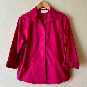 Chico’s No Iron Button‎ Down Top in Magenta Pink